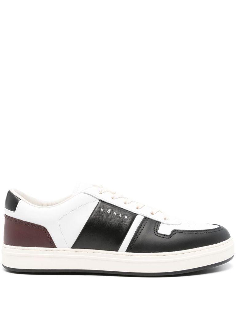 Shop Hogan Sneakers H668 In Pelle Di Vitello Bianca In Nero