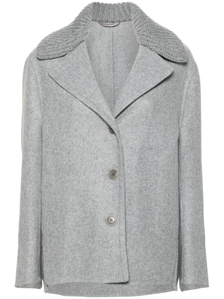 Shop Ermanno Scervino Gray Felted Coat In Grey