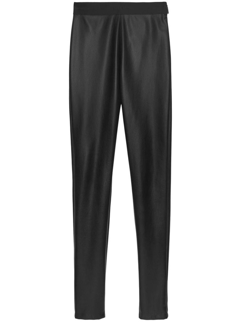 Shop Msgm Faux Leather Leggings In Black