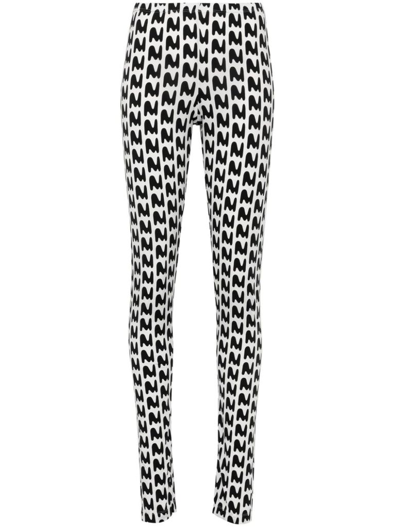 Shop Msgm All-over Logo Print Leggings In White