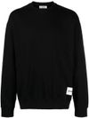 Crewneck cotton sweatshirt with logo label