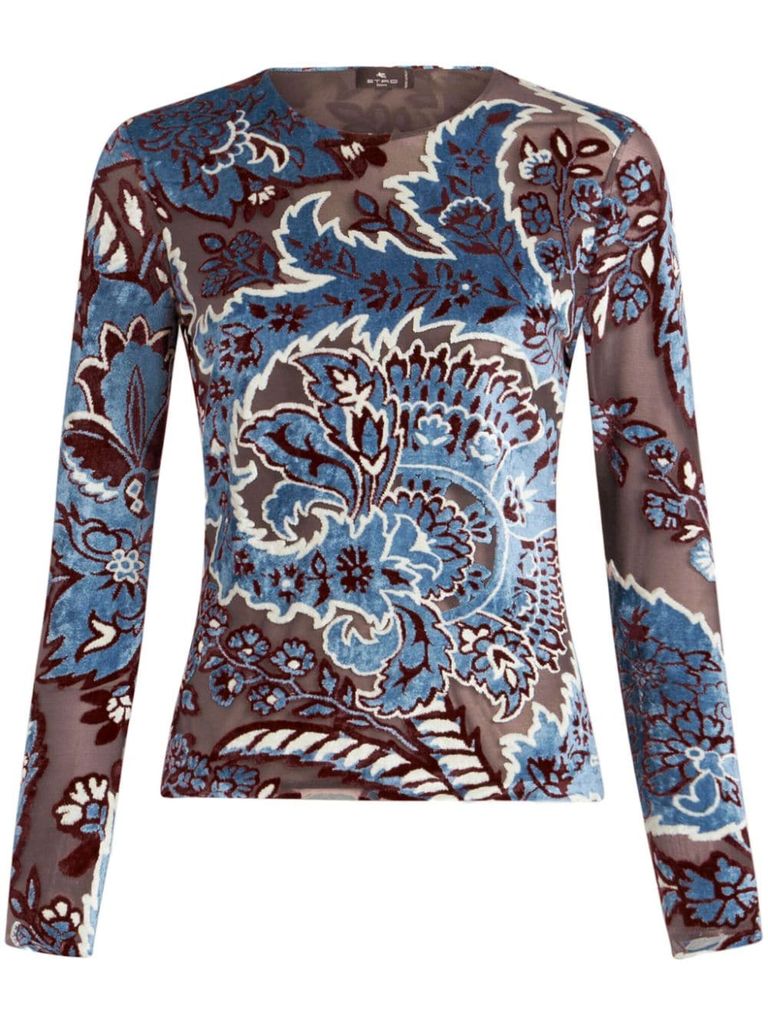 Shop Etro T-shirt With Floral Jacquard Effect In Multicolour