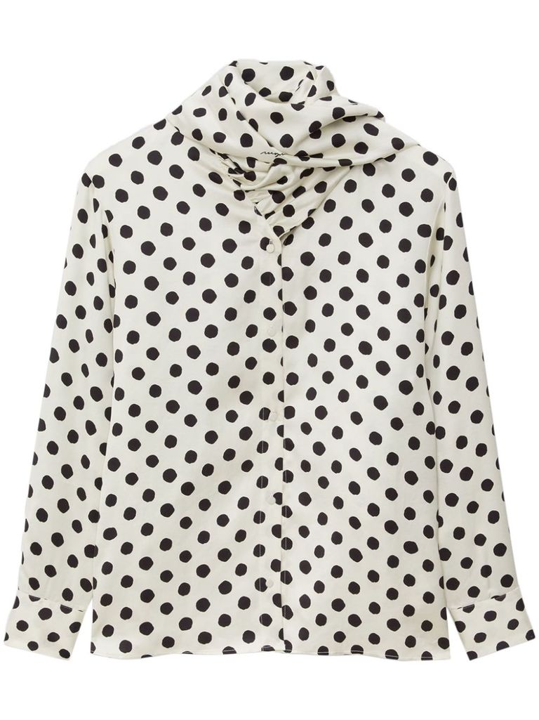 Shop Msgm All-over Polka Dot Print Shirt In White