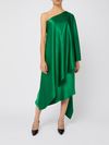 Green silk asymmetric dress