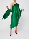 Green silk asymmetric dress