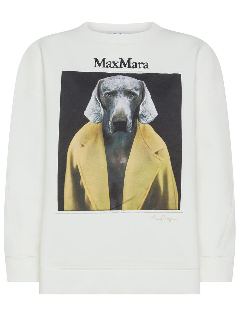 Shop Max Mara 'bacco' Sweatshirt In White Cotton Blend In Beige