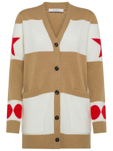 Wool Cardigan with Graphic Elements