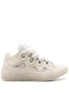 Curb sneakers in calf leather with white and beige laces