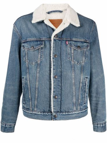 Denim jacket with wool-effect lining