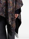 Purple multicolor paisley print cape