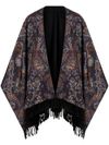 Purple multicolor paisley print cape