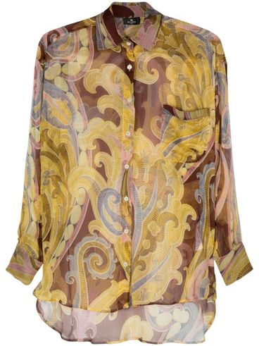 Multicolor semi-transparent floral shirt