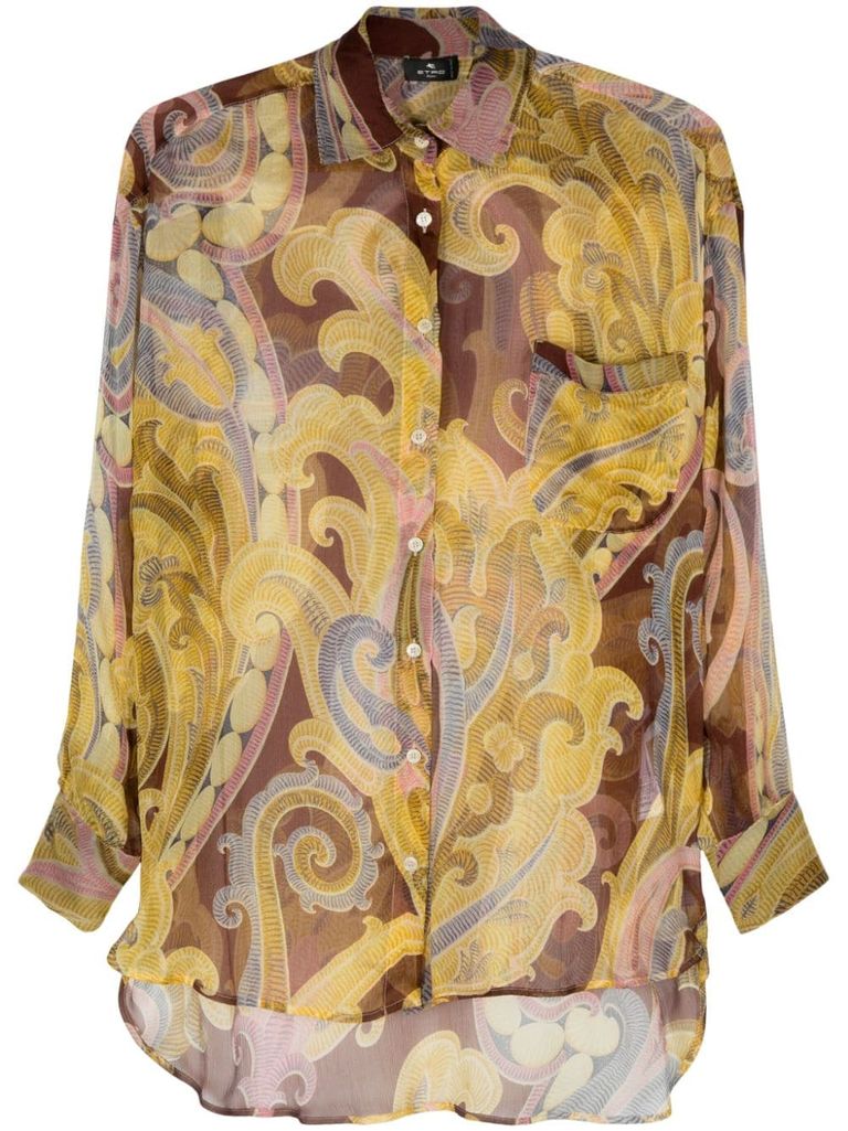 Shop Etro Multicolor Semi-transparent Floral Shirt In Multicolour