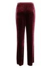 Pantaloni a vita alta in velluto rosso bordeaux