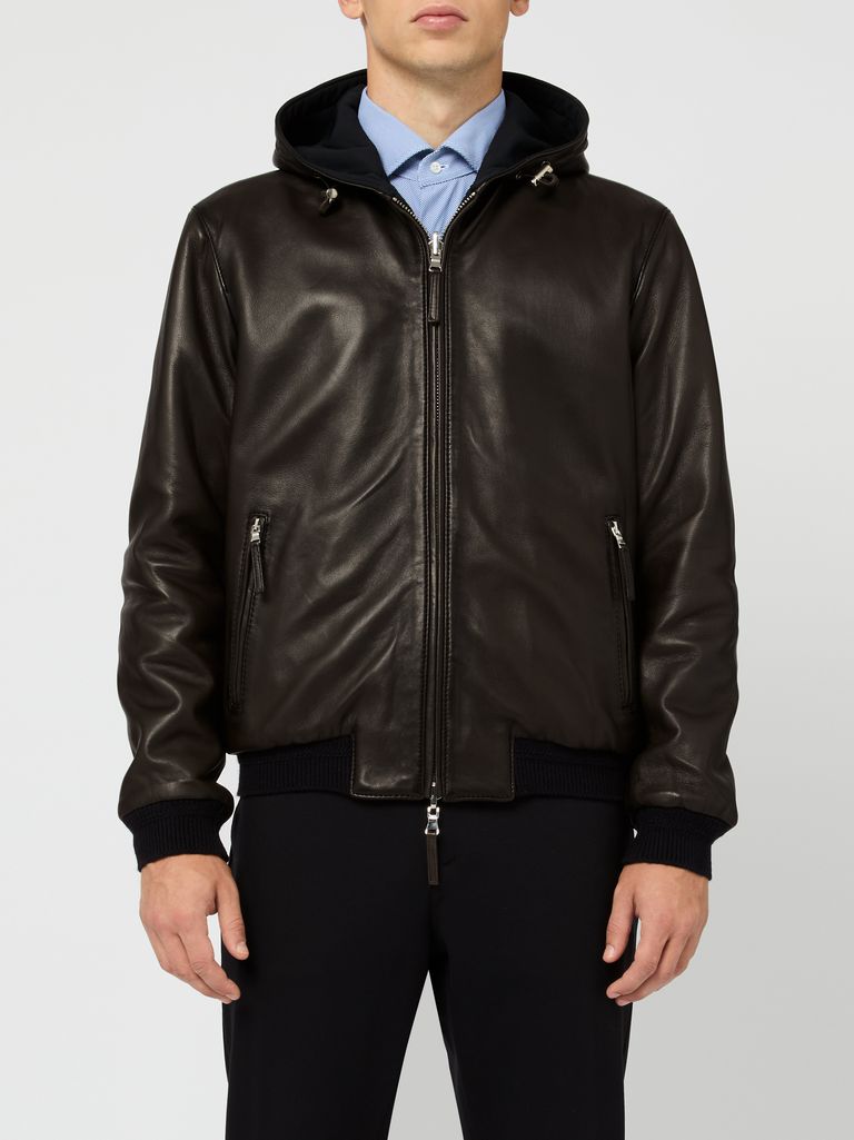 【KOOLOSET】Leather Button Hood Jacket Faux Leather Cropped Hooded Jacket | Black – Khy