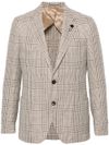 Single-breasted checked blazer in virgin wool