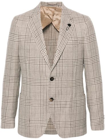 LARDINI - Blazer monopetto in lana verine a quadri