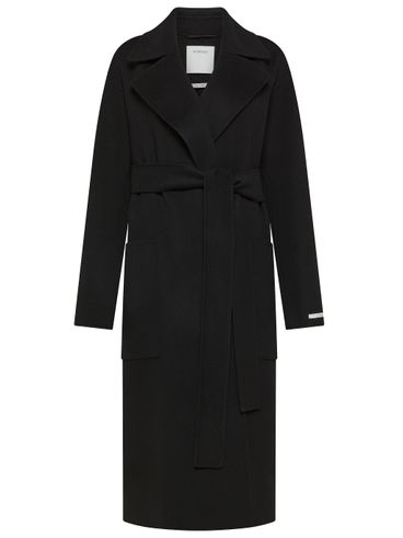 SPORTMAX - Cappotto nero 'Veleno' con cintura alla vita