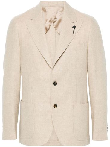 Single-breasted virgin wool blazer with pin