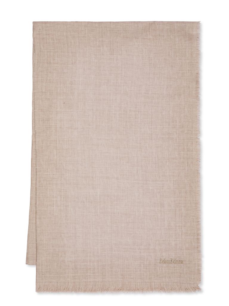 Shop Max Mara 'magico' Wrap Scarf In Beige Wool