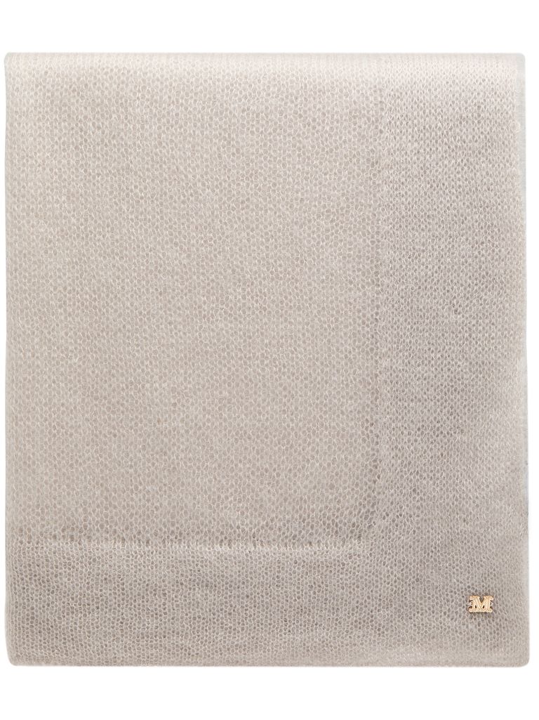 Shop Max Mara 'astor' Scarf In Mohair And Silk In Blue