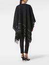 'Hilde' black fringed cape