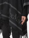 'Hilde' black fringed cape