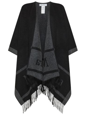 'Hilde' black fringed cape