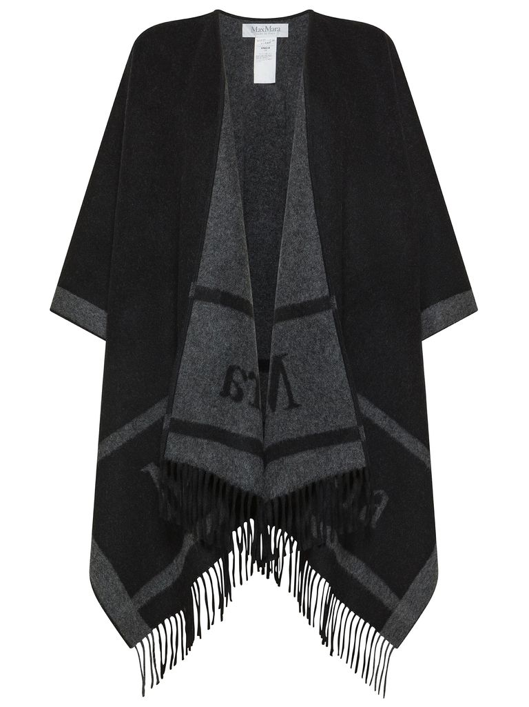 Shop Max Mara 'hilde' Black Fringed Cape