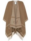 'Hilde' brown fringed cape