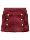 Tweed check pattern miniskirt