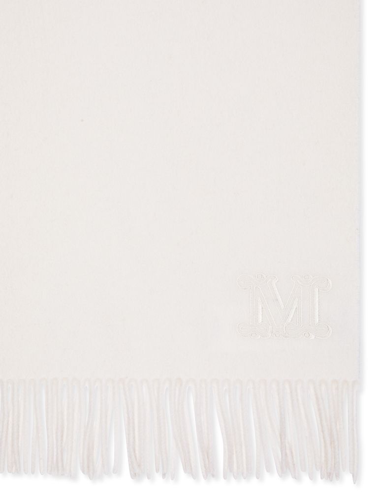 Shop Max Mara 'wsdalia' White Scarf With Fringes