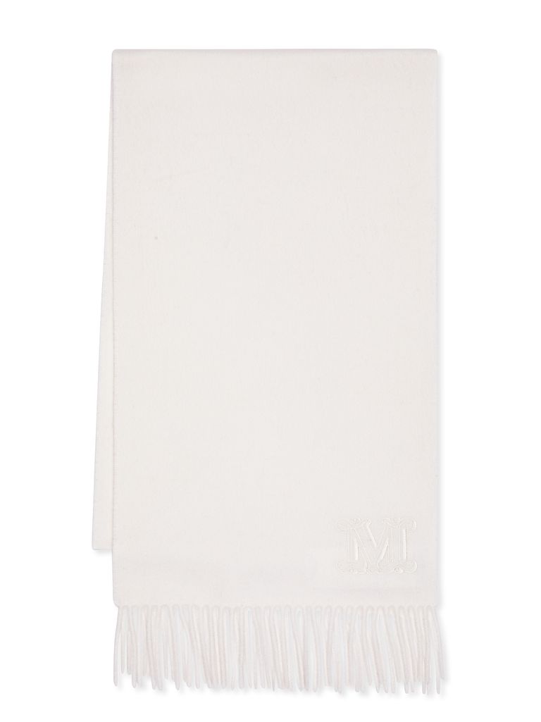 Shop Max Mara 'wsdalia' White Scarf With Fringes