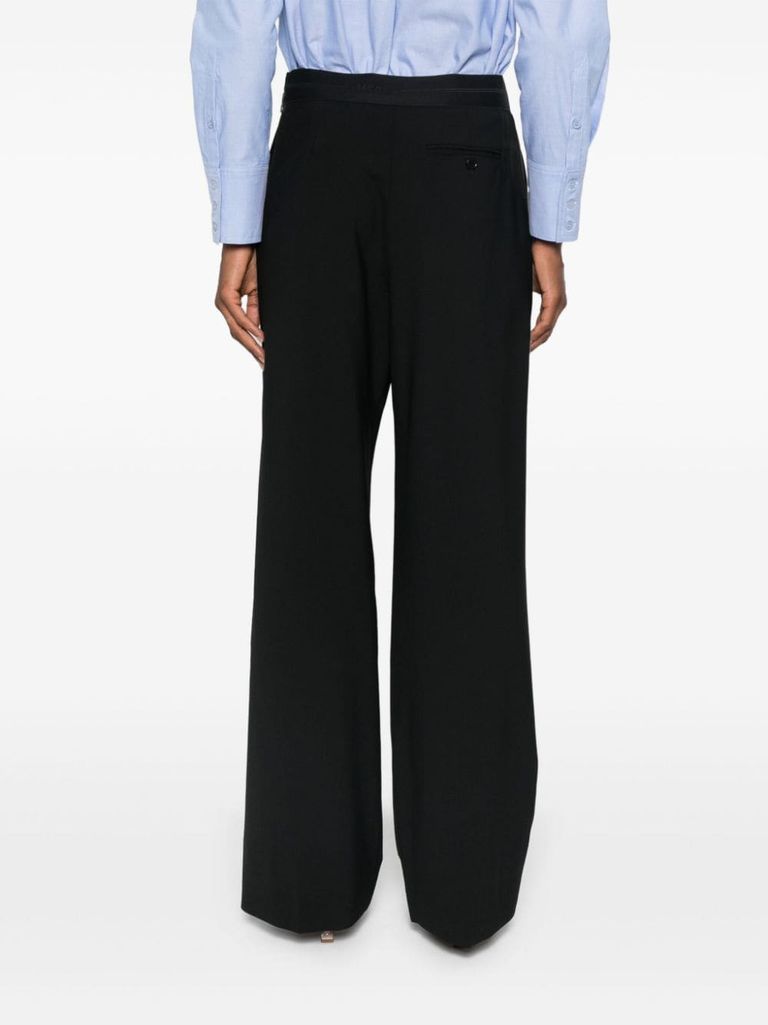 パンツ Msgm Wide-Leg Trousers With Contrasting Logo Band M.S.G.M. Wide Leg Pants With Beads - Black | 3642MDP05X24731399