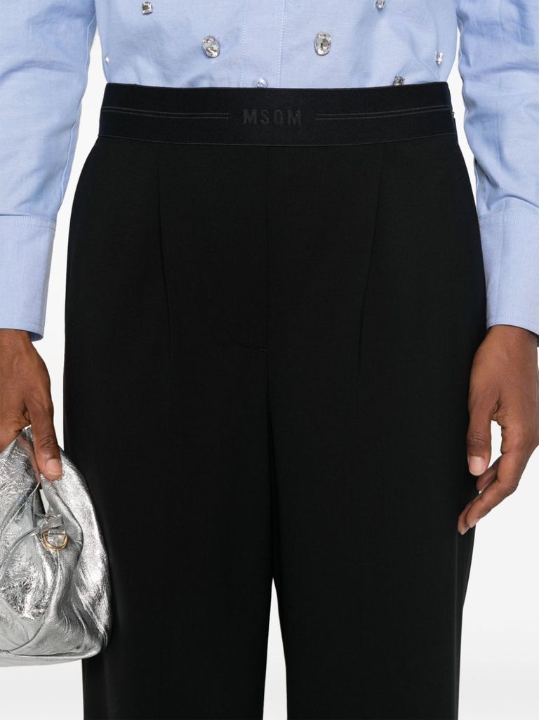パンツ Msgm Wide-Leg Trousers With Contrasting Logo Band Pants and shorts for women: casual, fashion - MSGM Official
