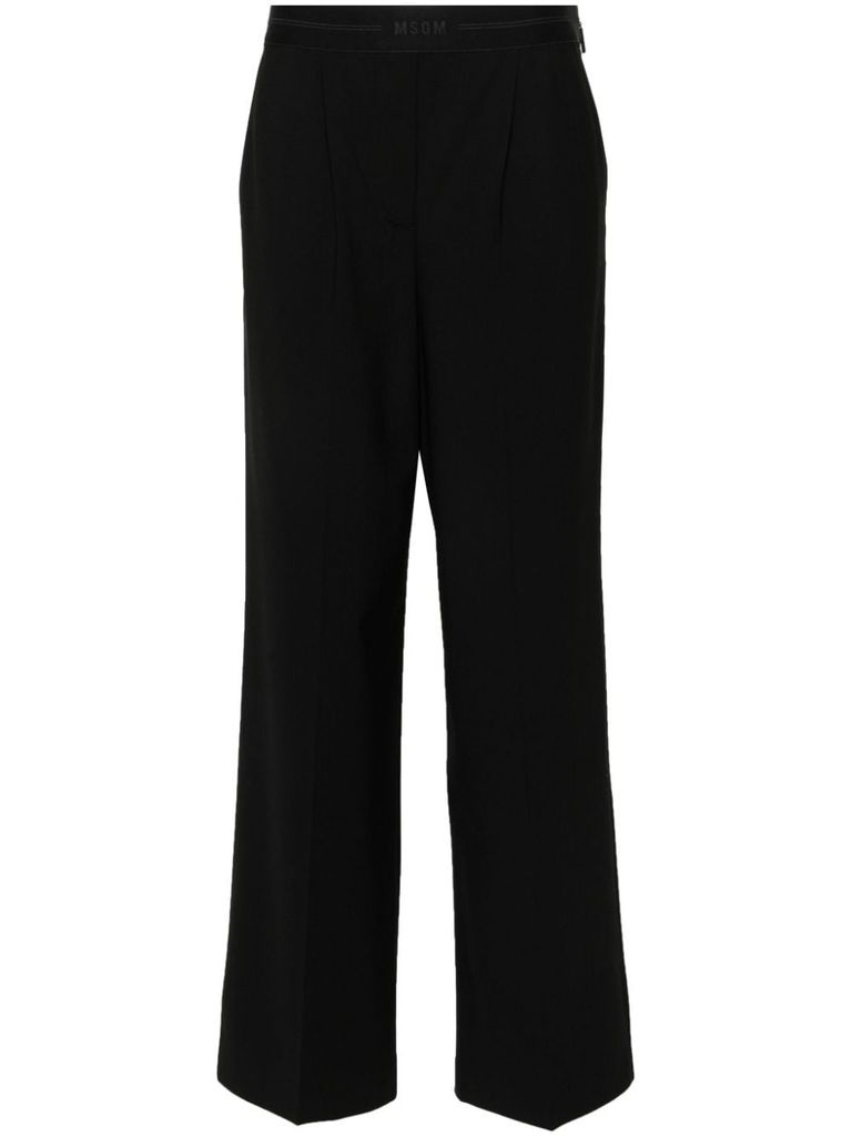 パンツ Msgm Wide-Leg Trousers With Contrasting Logo Band Pants and shorts for women: casual, fashion - MSGM Official