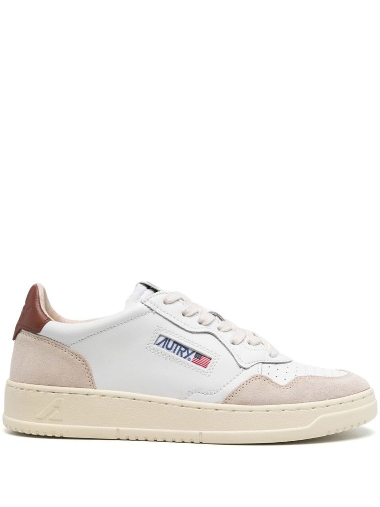 Shop Autry Medalist Sneakers In White And Brown Calf Leather