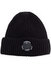 Ribbed wool beanie with logo