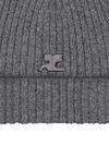 Gray ribbed wool beanie