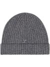 Gray ribbed wool beanie