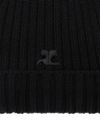 Black ribbed wool beanie