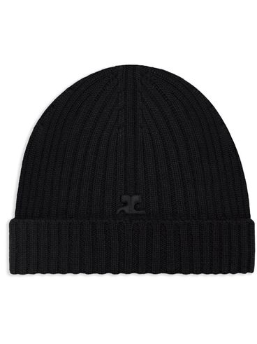 Black ribbed wool beanie