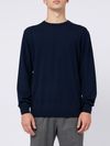 Blue navy merino wool crewneck sweater