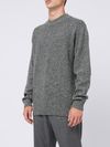 Gray virgin wool sweater with raised collar