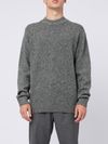 Gray virgin wool sweater with raised collar