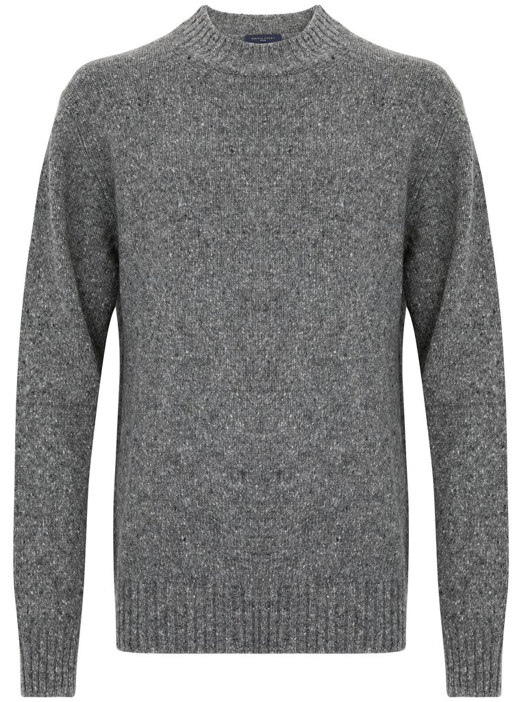 Shop Daniele Fiesoli Gray Virgin Wool Sweater With Raised Collar In Grey