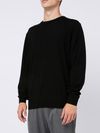 Black merino wool crewneck sweater