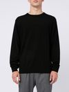 Black merino wool crewneck sweater