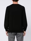 Black merino wool crewneck sweater