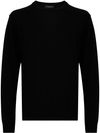 Black merino wool crewneck sweater